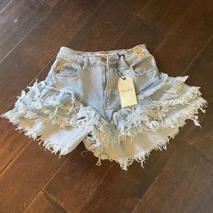 Never worn flare Jean shorts